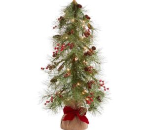 Pre Lit Artificial Christmas Tree In Burlap Base