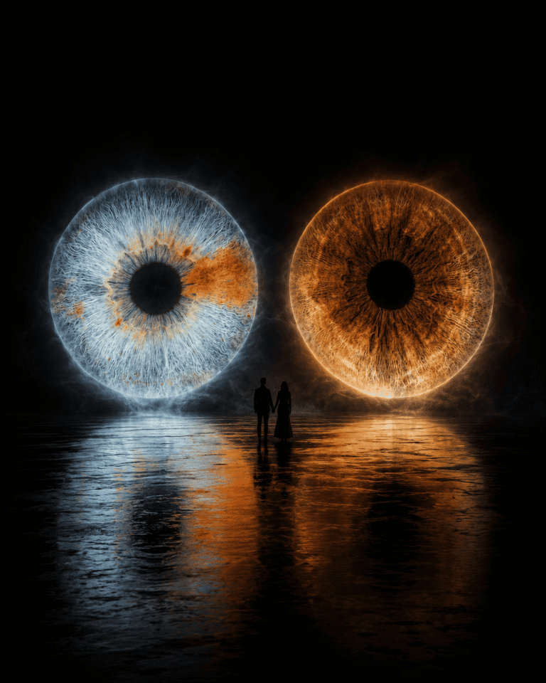 custom couple iris photography artwork featuring two real eye irises transformed into personalized eye art for couples, anniversaries and meaningful gifts.