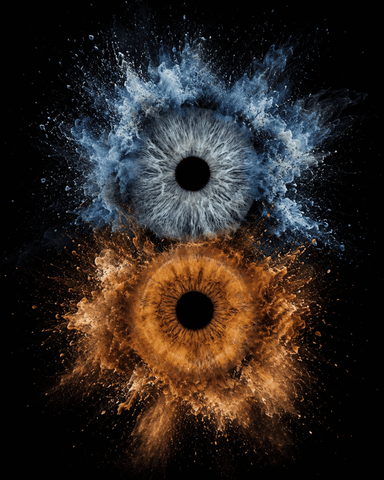 custom couple iris photography artwork featuring two real eye irises transformed into personalized eye art for couples, anniversaries and meaningful gifts.