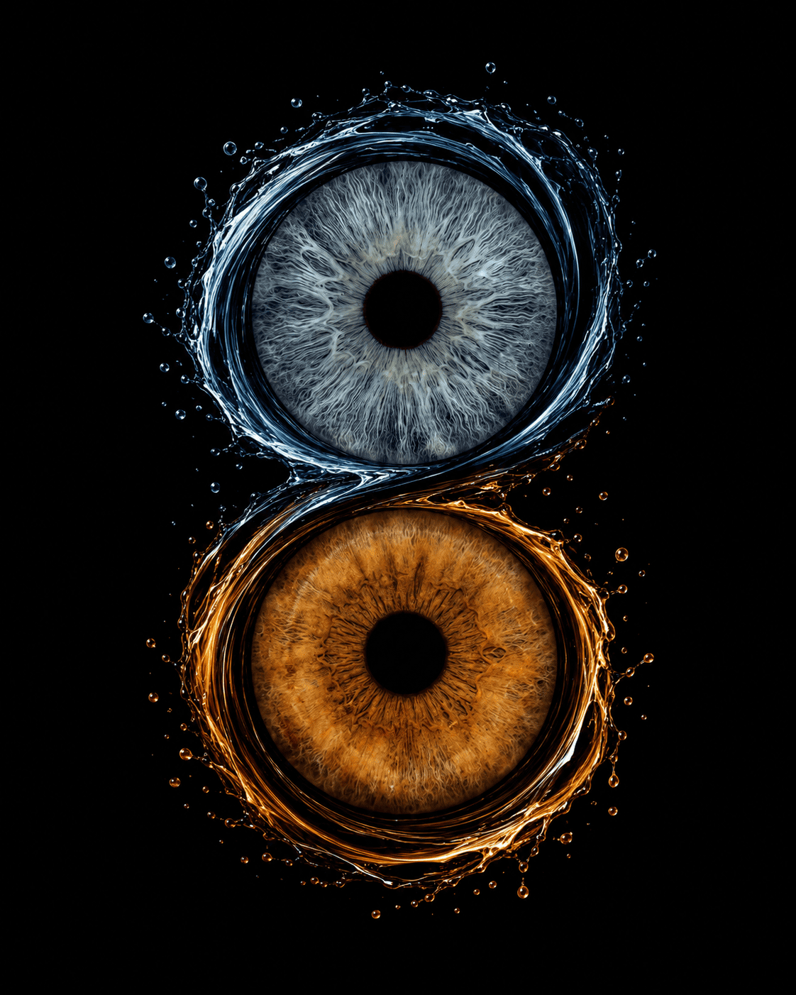custom couple iris photography artwork featuring two real eye irises transformed into personalized eye art for couples, anniversaries and meaningful gifts.