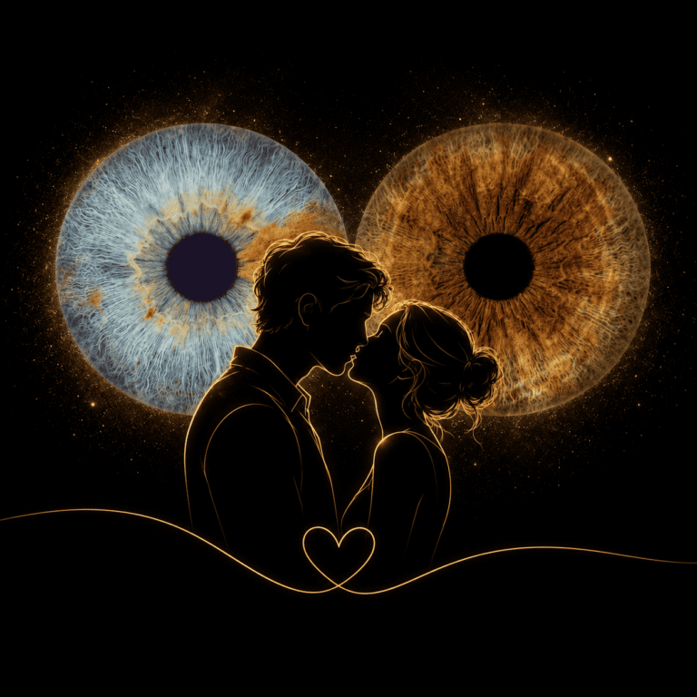 custom couple iris photography artwork featuring two real eye irises transformed into personalized eye art for couples, anniversaries and meaningful gifts.