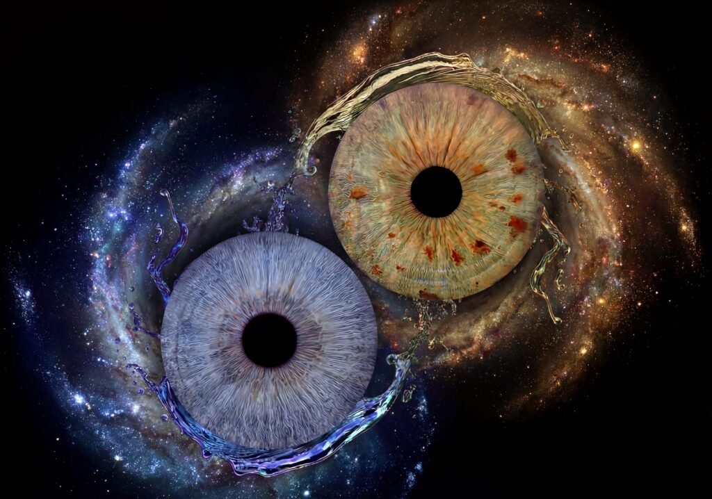 Galactic Embrace personalised couple iris art