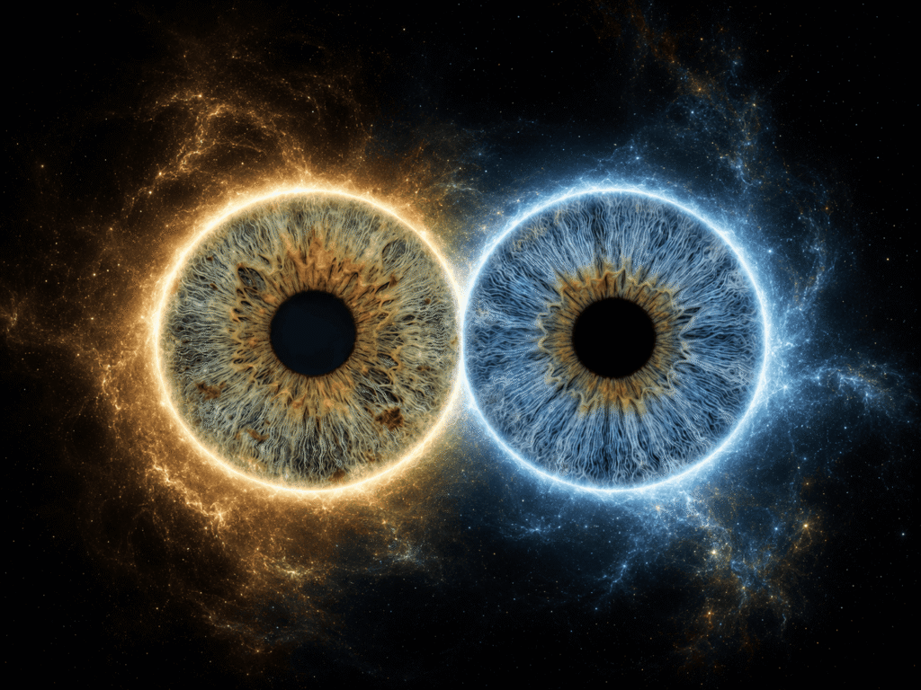 custom couple iris photography artwork featuring two real eye irises transformed into personalized eye art for couples, anniversaries and meaningful gifts.