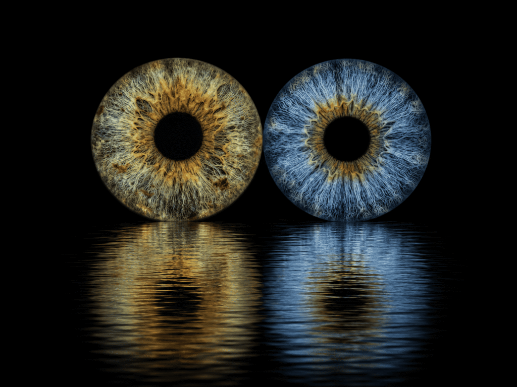 custom couple iris photography artwork featuring two real eye irises transformed into personalized eye art for couples, anniversaries and meaningful gifts.
