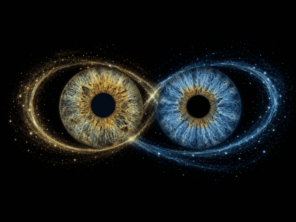 custom couple iris photography artwork featuring two real eye irises transformed into personalized eye art for couples, anniversaries and meaningful gifts.