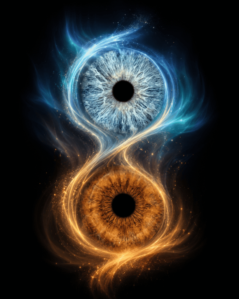 custom couple iris photography artwork featuring two real eye irises transformed into personalized eye art for couples, anniversaries and meaningful gifts.