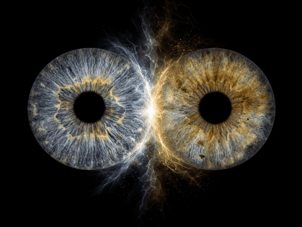 custom couple iris photography artwork featuring two real eye irises transformed into personalized eye art for couples, anniversaries and meaningful gifts.