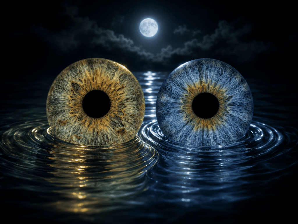 custom couple iris photography artwork featuring two real eye irises transformed into personalized eye art for couples, anniversaries and meaningful gifts.