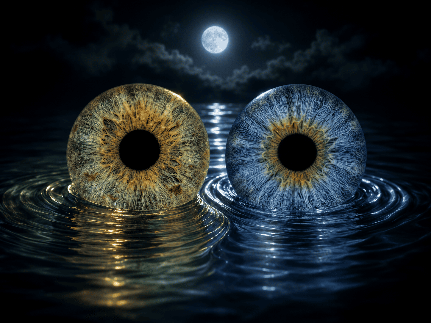 custom couple iris photography artwork featuring two real eye irises transformed into personalized eye art for couples, anniversaries and meaningful gifts.