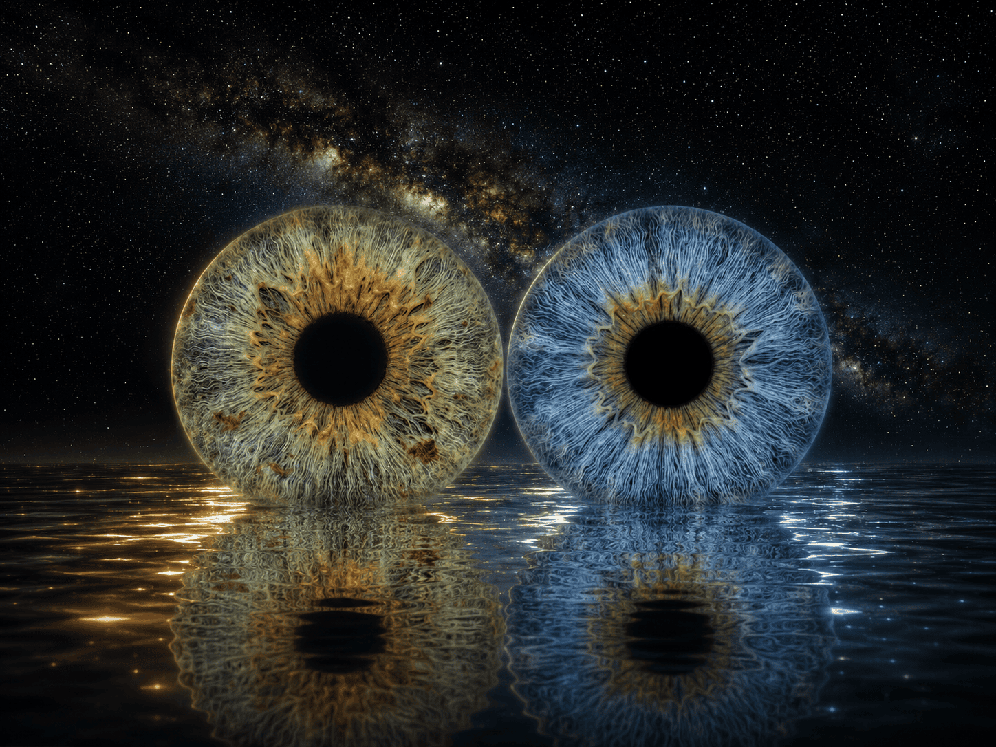 custom couple iris photography artwork featuring two real eye irises transformed into personalized eye art for couples, anniversaries and meaningful gifts.