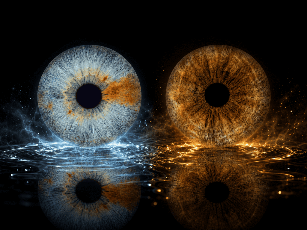 custom couple iris photography artwork featuring two real eye irises transformed into personalized eye art for couples, anniversaries and meaningful gifts.