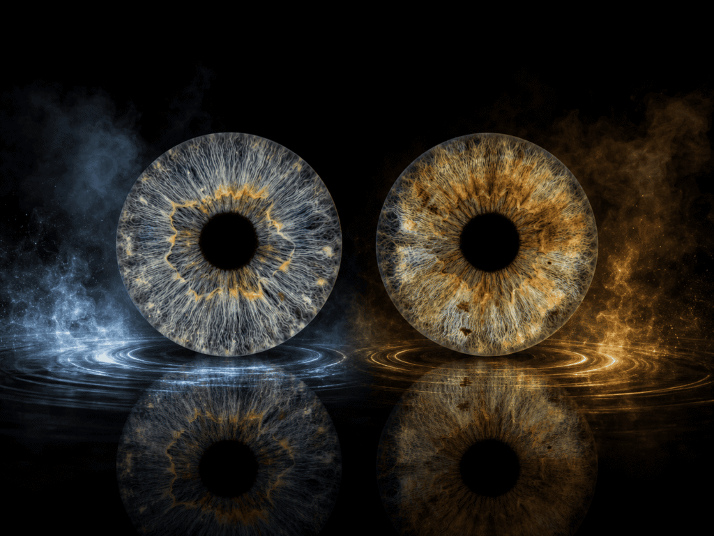 custom couple iris photography artwork featuring two real eye irises transformed into personalized eye art for couples, anniversaries and meaningful gifts.