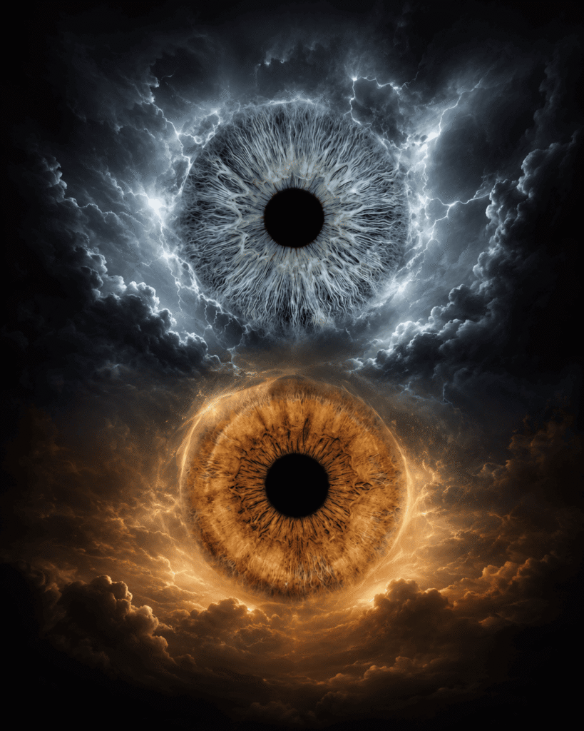 custom couple iris photography artwork featuring two real eye irises transformed into personalized eye art for couples, anniversaries and meaningful gifts.