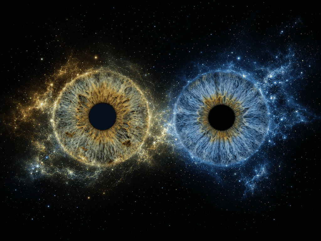 custom couple iris photography artwork featuring two real eye irises transformed into personalized eye art for couples, anniversaries and meaningful gifts.