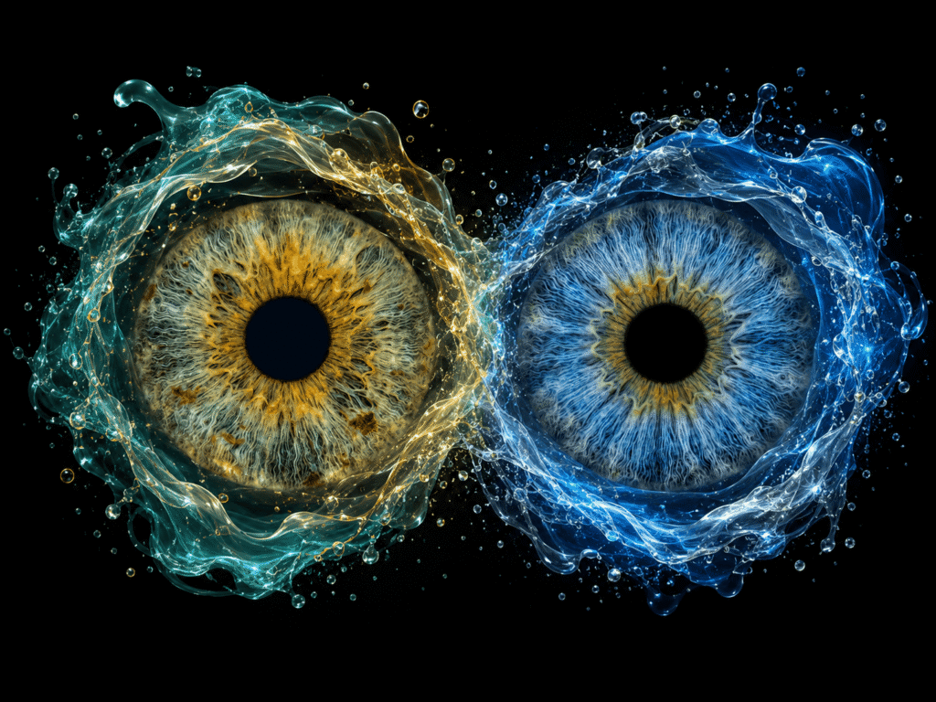 custom couple iris photography artwork featuring two real eye irises transformed into personalized eye art for couples, anniversaries and meaningful gifts.