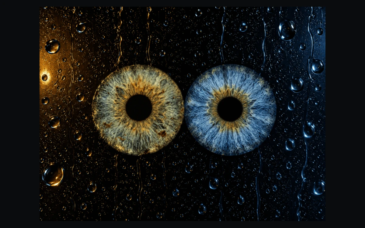 custom couple iris photography artwork featuring two real eye irises transformed into personalized eye art for couples, anniversaries and meaningful gifts.