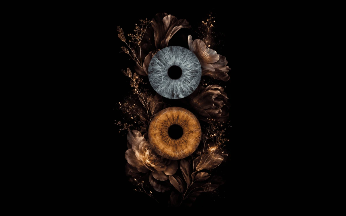 custom couple iris photography artwork featuring two real eye irises transformed into personalized eye art for couples, anniversaries and meaningful gifts.