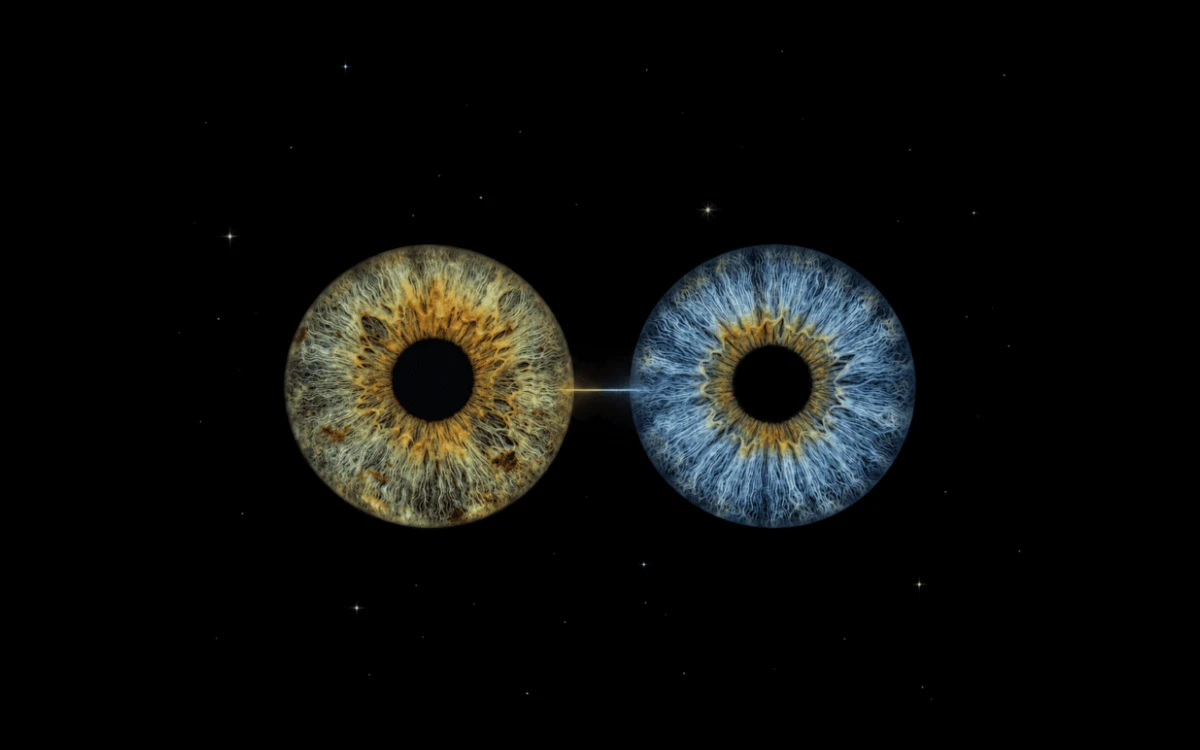 custom couple iris photography artwork featuring two real eye irises transformed into personalized eye art for couples, anniversaries and meaningful gifts.