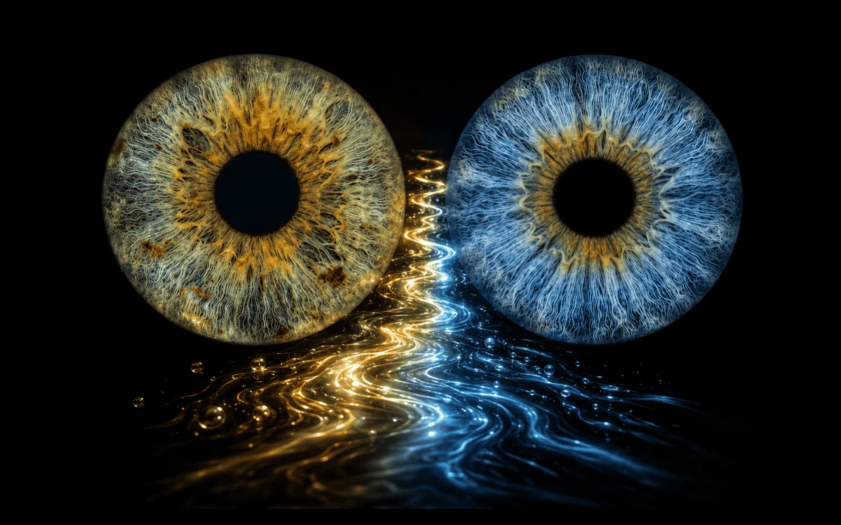 custom couple iris photography artwork featuring two real eye irises transformed into personalized eye art for couples, anniversaries and meaningful gifts.