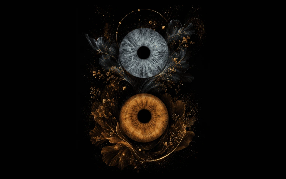 custom couple iris photography artwork featuring two real eye irises transformed into personalized eye art for couples, anniversaries and meaningful gifts.