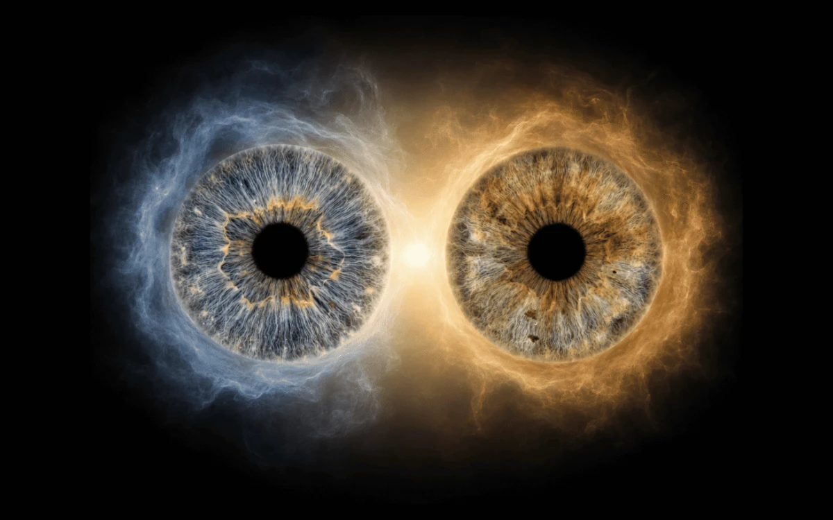 custom couple iris photography artwork featuring two real eye irises transformed into personalized eye art for couples, anniversaries and meaningful gifts.