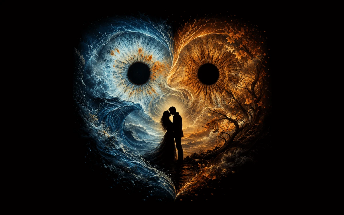 custom couple iris photography artwork featuring two real eye irises transformed into personalized eye art for couples, anniversaries and meaningful gifts.