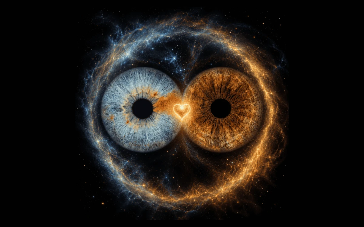 custom couple iris photography artwork featuring two real eye irises transformed into personalized eye art for couples, anniversaries and meaningful gifts.