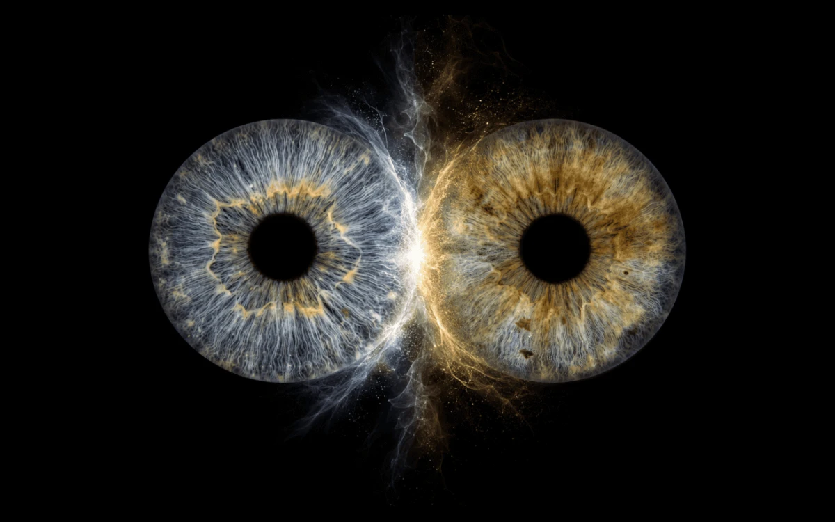 custom couple iris photography artwork featuring two real eye irises transformed into personalized eye art for couples, anniversaries and meaningful gifts.