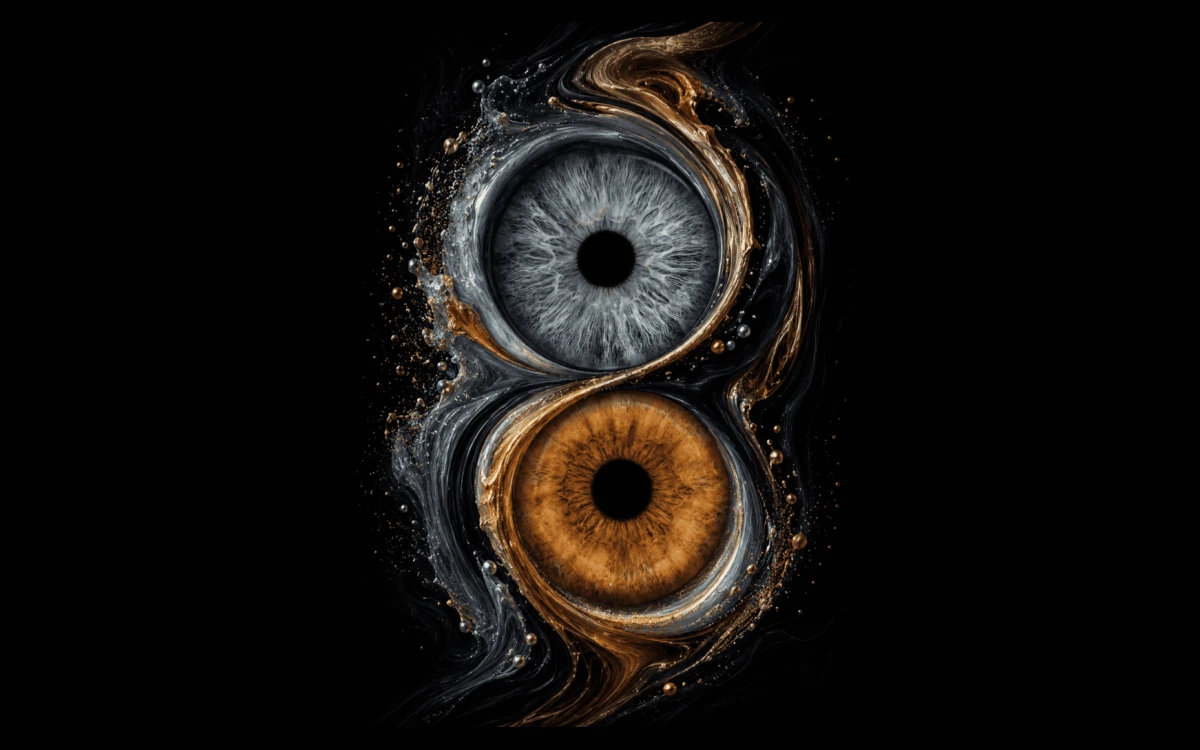 custom couple iris photography artwork featuring two real eye irises transformed into personalized eye art for couples, anniversaries and meaningful gifts.