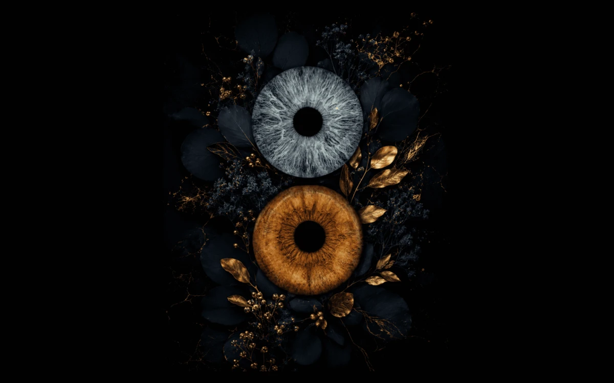 custom couple iris photography artwork featuring two real eye irises transformed into personalized eye art for couples, anniversaries and meaningful gifts.