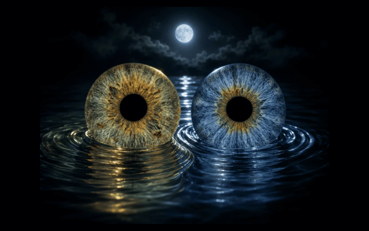 custom couple iris photography artwork featuring two real eye irises transformed into personalized eye art for couples, anniversaries and meaningful gifts.