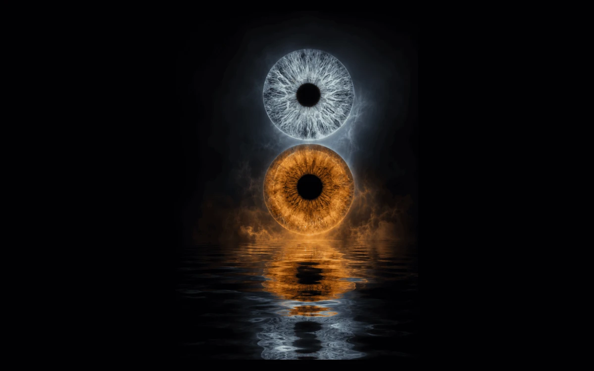 custom couple iris photography artwork featuring two real eye irises transformed into personalized eye art for couples, anniversaries and meaningful gifts.