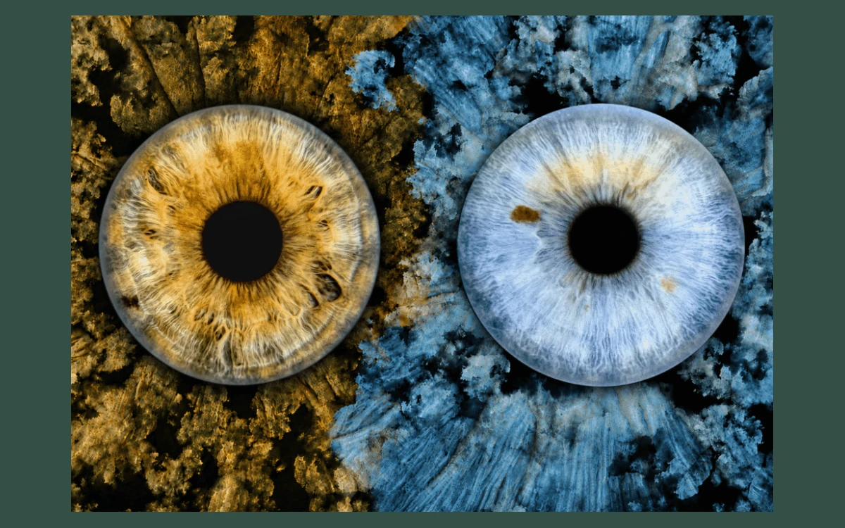 custom couple iris photography artwork featuring two real eye irises transformed into personalized eye art for couples, anniversaries and meaningful gifts.