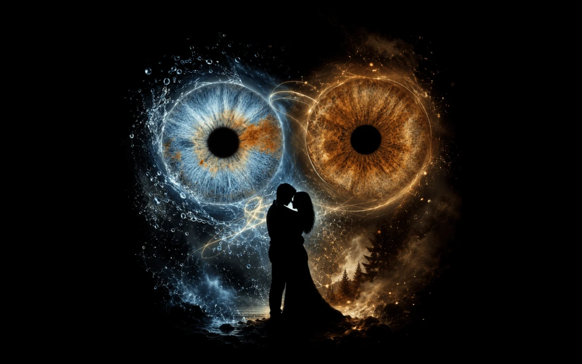 custom couple iris photography artwork featuring two real eye irises transformed into personalized eye art for couples, anniversaries and meaningful gifts.