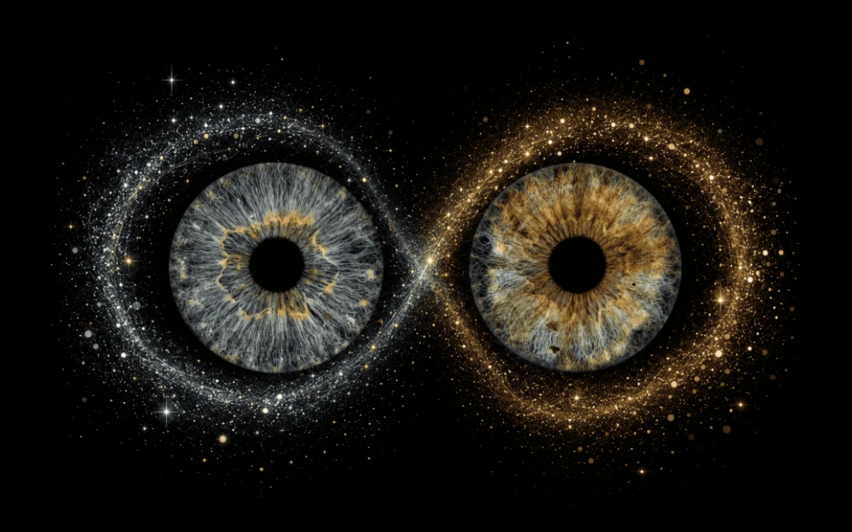 custom couple iris photography artwork featuring two real eye irises transformed into personalized eye art for couples, anniversaries and meaningful gifts.