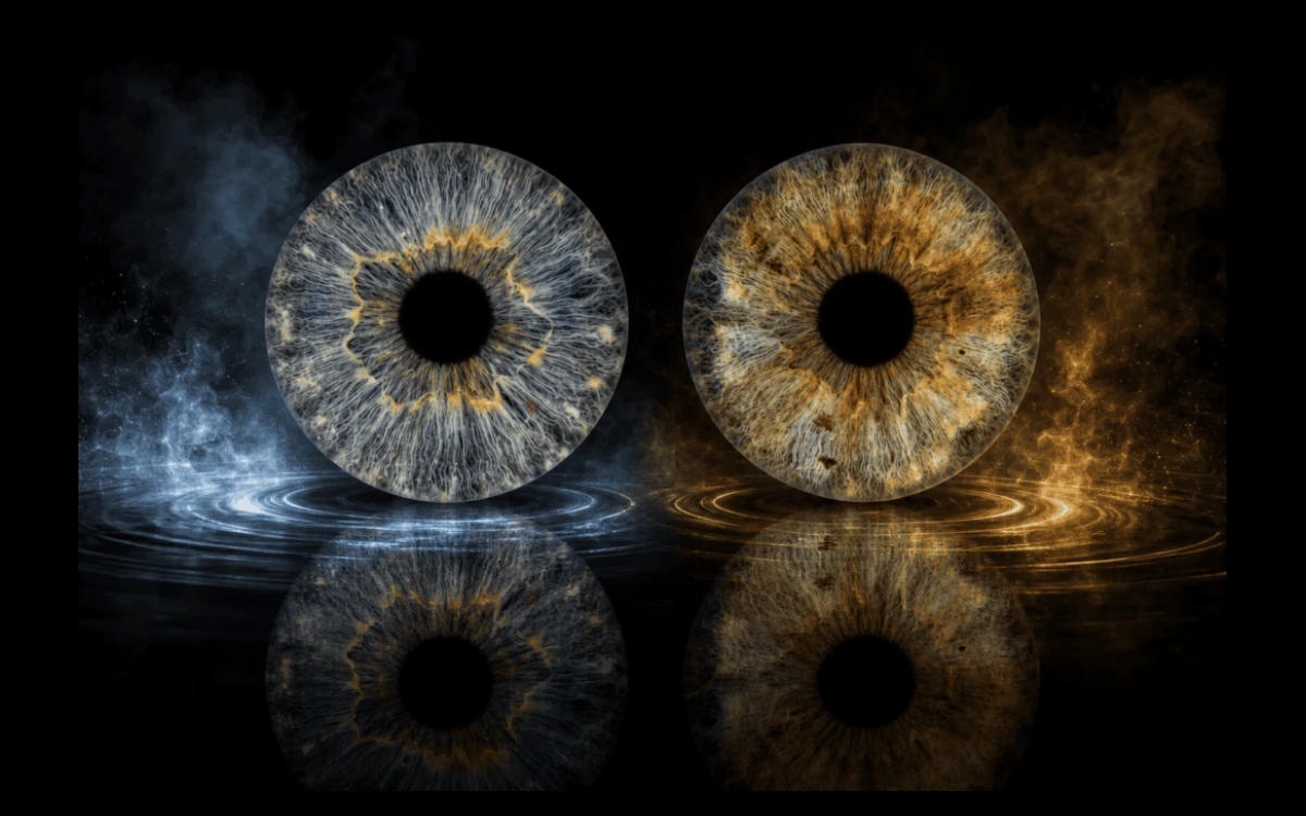 custom couple iris photography artwork featuring two real eye irises transformed into personalized eye art for couples, anniversaries and meaningful gifts.