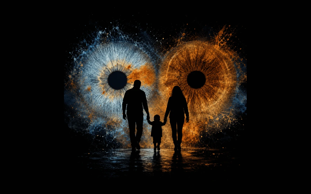 custom couple iris photography artwork featuring two real eye irises transformed into personalized eye art for couples, anniversaries and meaningful gifts.