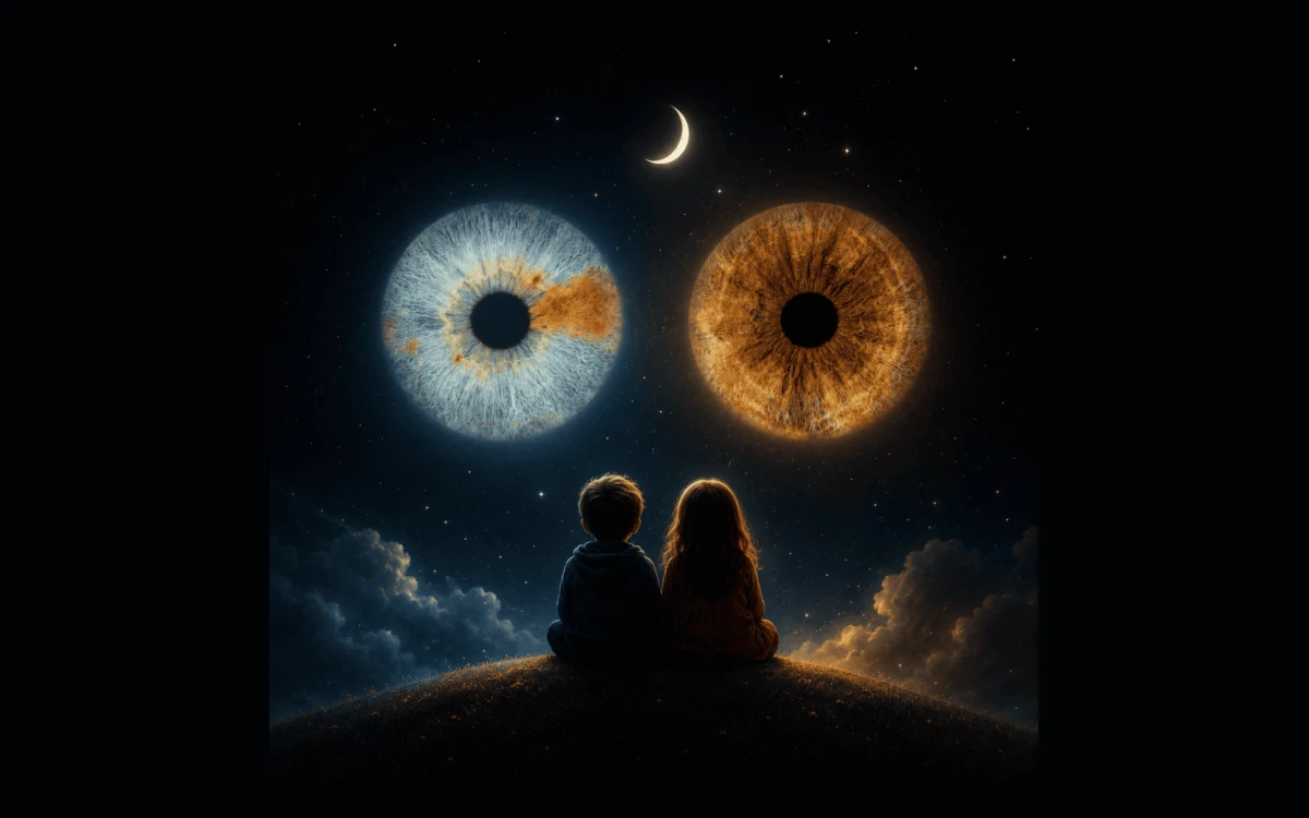 custom couple iris photography artwork featuring two real eye irises transformed into personalized eye art for couples, anniversaries and meaningful gifts.